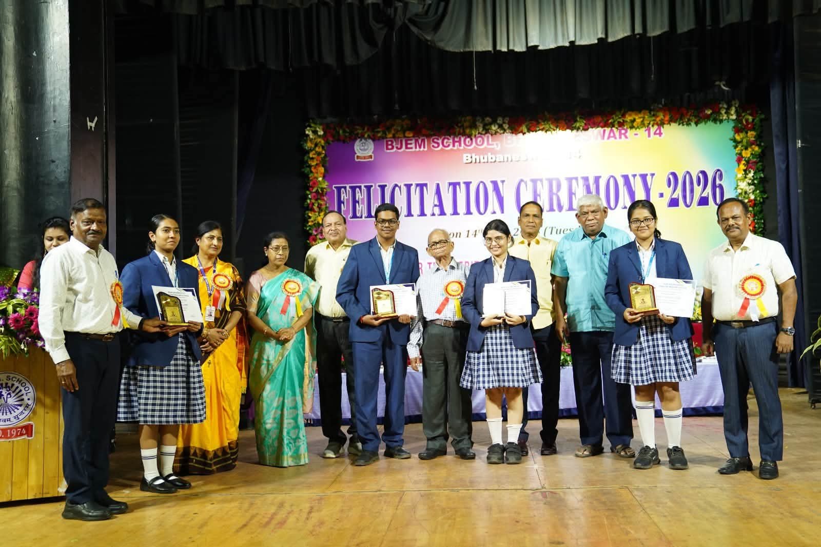 BJEM SCHOOL Felicitated Std. 10 & 12 Topper Students who secured 90% above at Bhanja Kala Mandap